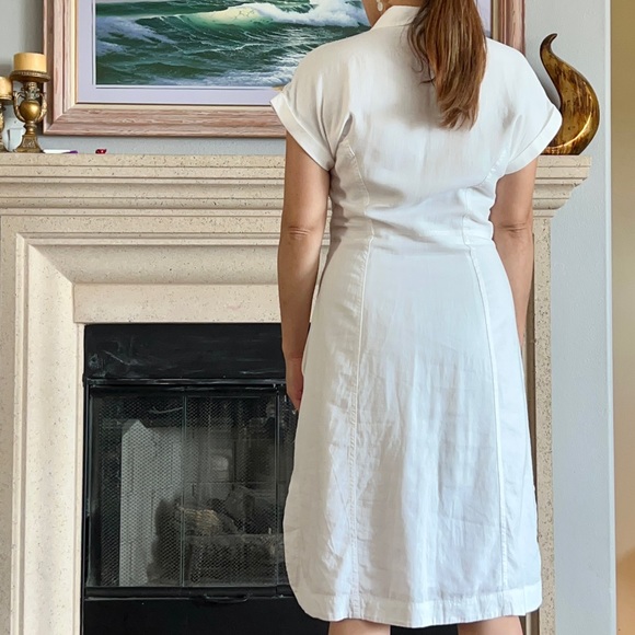 anthropologie maeve white button down dress in size 6 - Picture 7 of 9